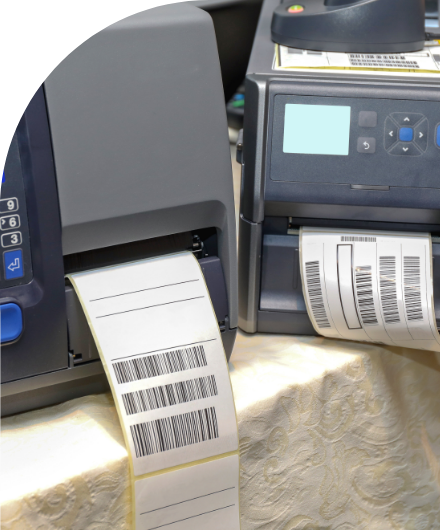 Two high quality barcode printers on a table.