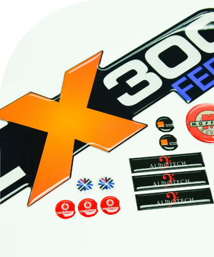 High quality custom labels with the word x300.