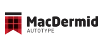 Macdermid autotype logo on a black background with custom labels.