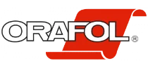 Orafol logo on a custom black background.